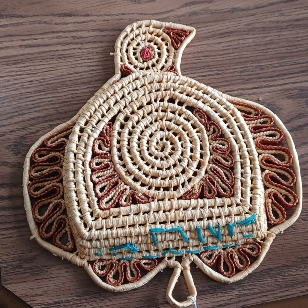 Vintage 70s Woven Wicker Bohemian Bird Basket